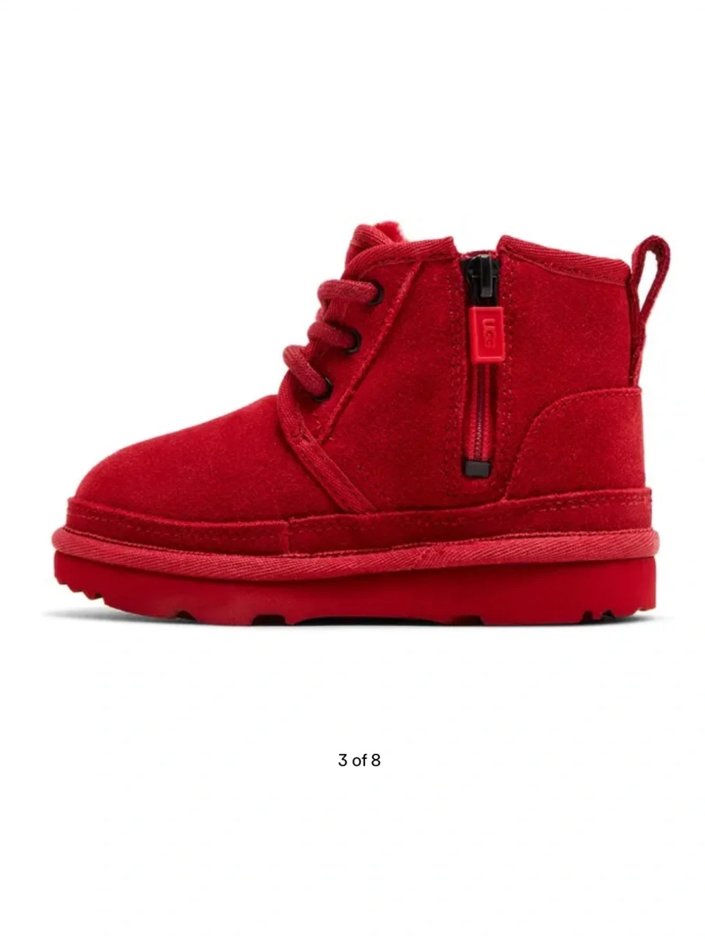 UGG Neumel Red Suede Toddler Lace-Up Boot.